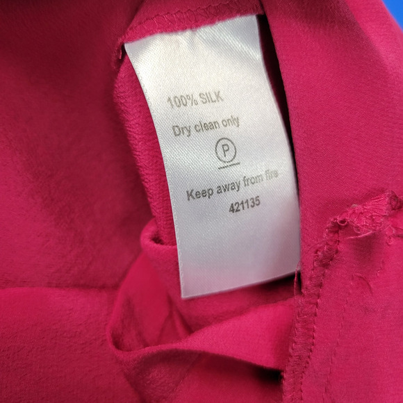 Monsoon 100% Silk Blouse Womens 6 Pink Mandarin Collar Short Sleeve Asian Style - Picture 6 of 13